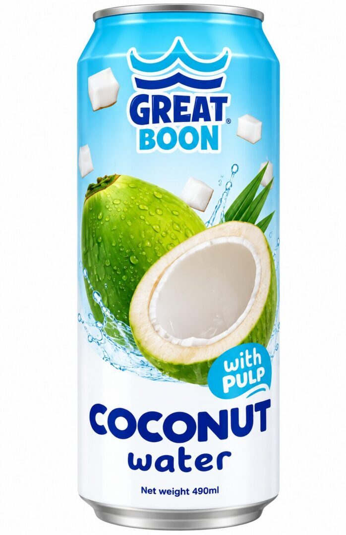 Great Boon Drink Coconut with Pulp Can (490ml x 24)